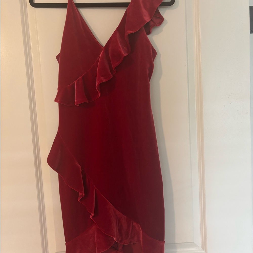 Elegant Red Ruffle Dress